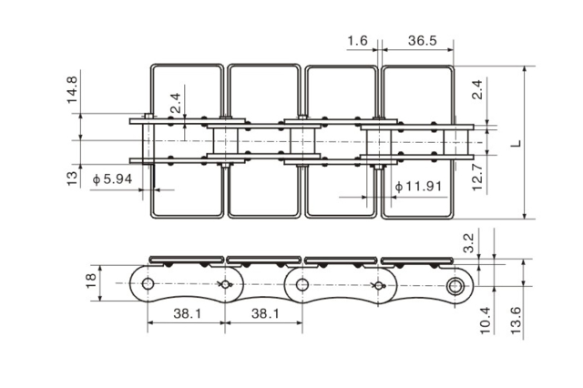 不銹鋼頂板鏈 Stainless steel tabe top plate chain